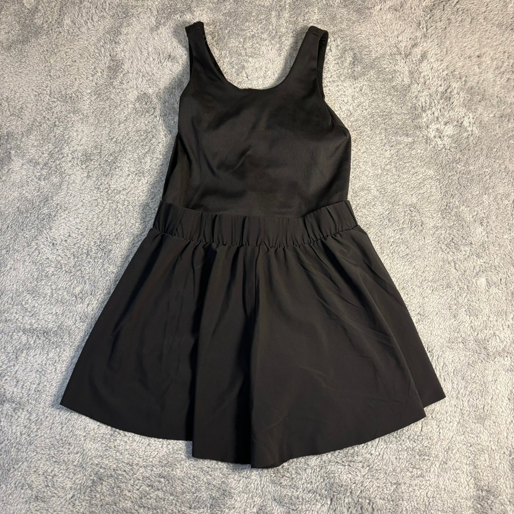 DSG Girls Black Ribbed Exercise Dress Size M 10-12 Athletic Tennis Skort Dress